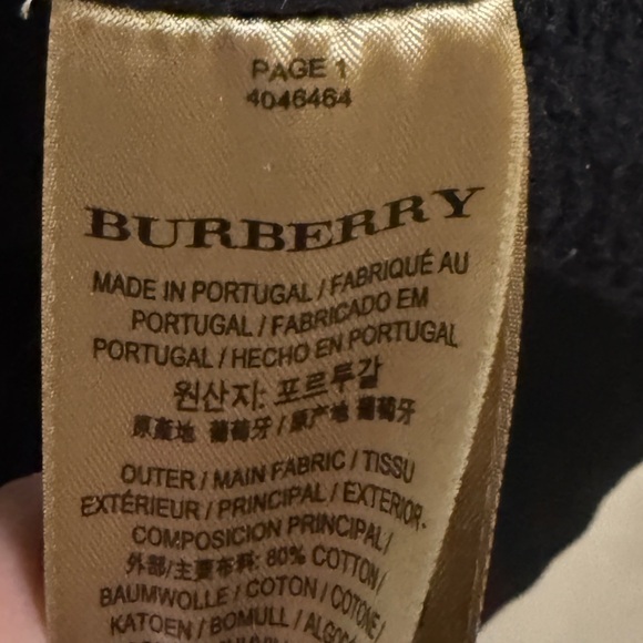 Great condition Burberry Navy Hoodie with Plaid Accent. Gold Burberry zipper. - Picture 9 of 17